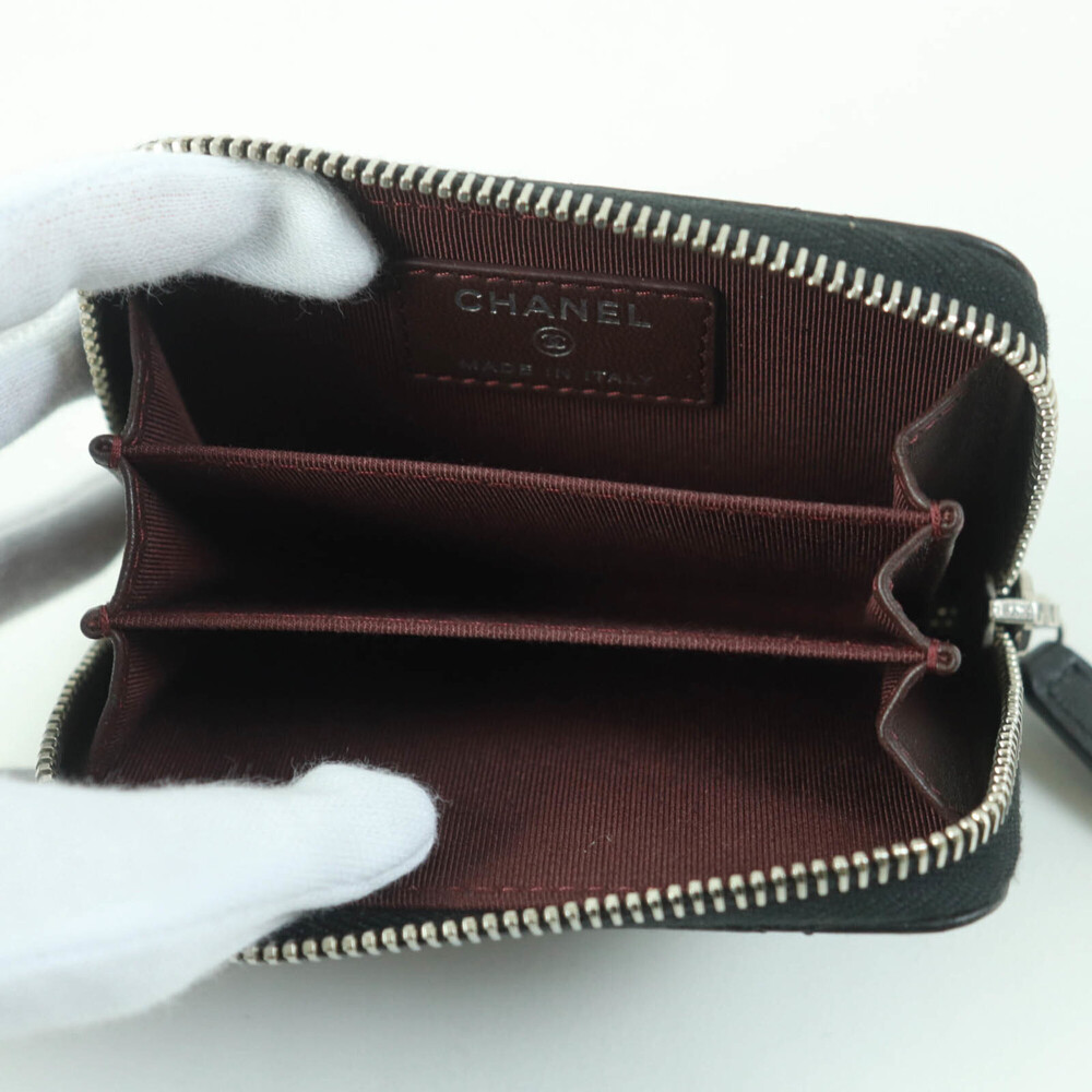 CHANEL Authentic Black Lambskin Leather Logo Wallet - Picture 7 of 10